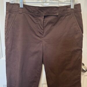 Tory Burch Bermuda Shorts Size 8 Brown Stretch Hook and Eye Slash Pockets